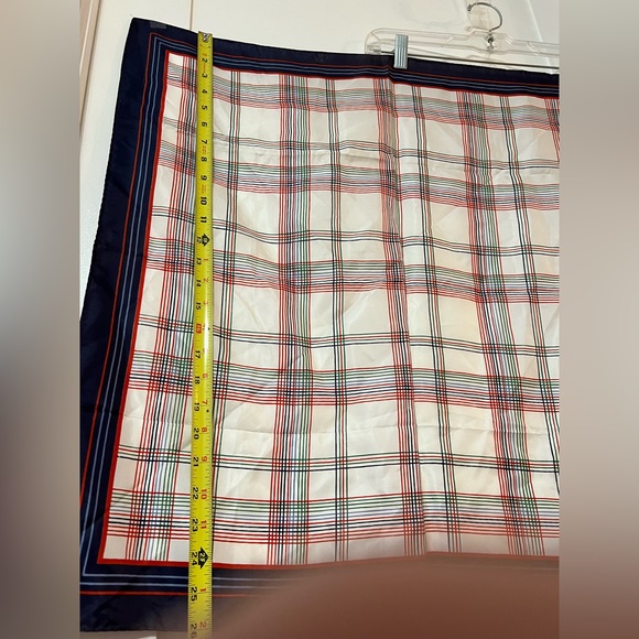 Vtg Scarf plaid Acetate Twill Water Repellent Multicolored Striped Rolled Edges - Picture 9 of 9
